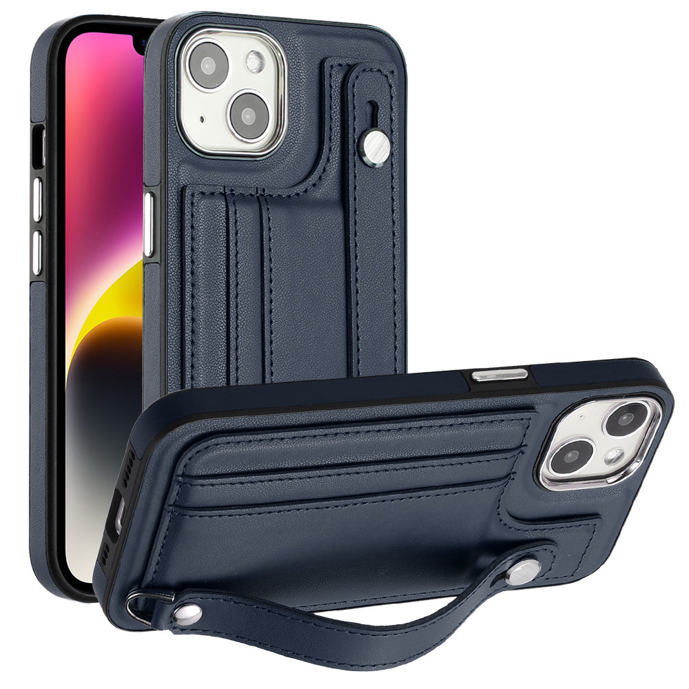 YB Leather Coating Series-5 For iPhone 14 Plus Shockproof Kickstand Case Leather Coated TPU Phone Cover with Card Slots YB Leather Coating Series-5 For iPhone 14 Plus Shockproof Kickstand Case Leather Coated TPU Phone Cover with Card Slots